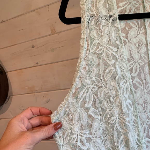 Lula Roe | Light Mint Coloured Lace Sleeveless Duster - Picture 3 of 6
